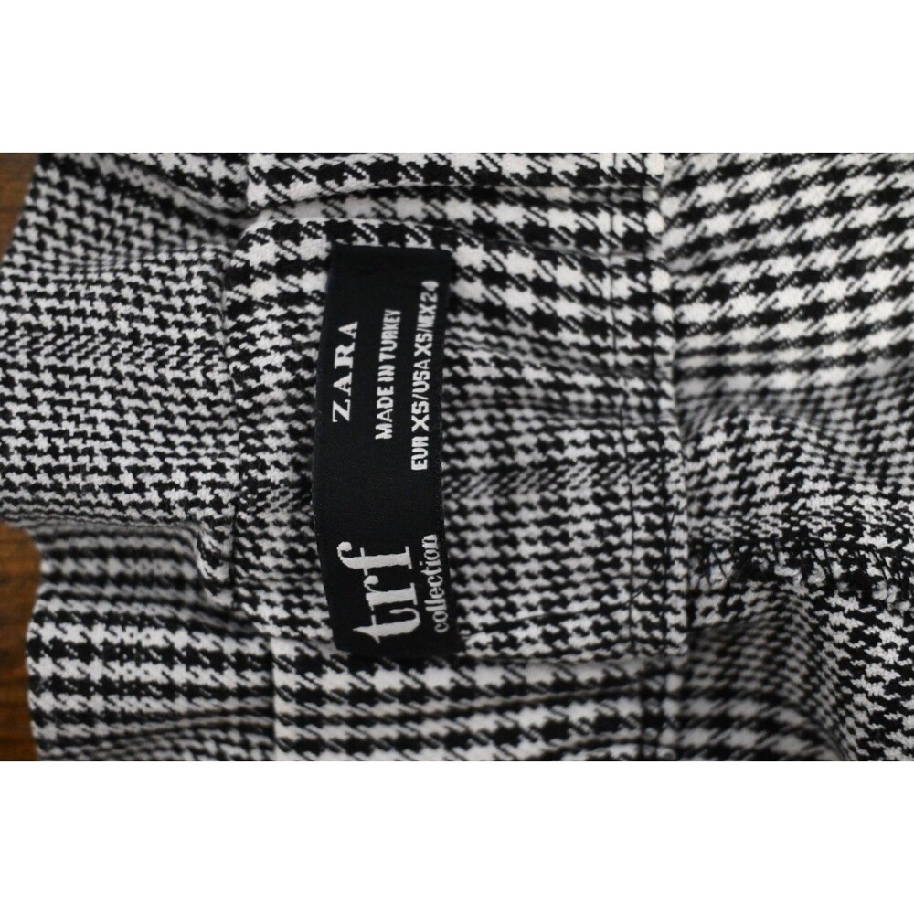 ZARA TRF Plaid Paperbag Waist Cropped Pants Belted Wide Leg XS - Picture 4 of 7